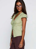 Crowd Control Collared Top Sage