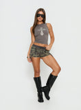Grunge Girl Bedazzled Graphic Tank Washed Grey