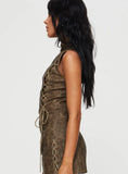 Ceejay Faux Leather Top Brown