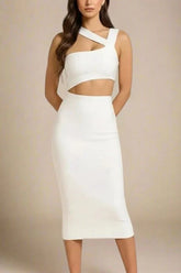 Molly Bandage Midi Dress White Pearl