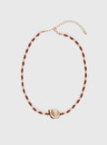 Danyel Beaded Necklace Pink Brown
