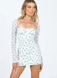 Dyer Sheer Sleeve Mini Dress White Floral