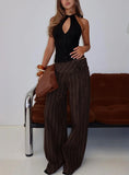 Seneca Wrap Pant Brown Stripe