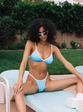 Olivia Adjustable Cheeky Bikini Bottom Blue White