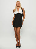 Calanie Halter Mini Dress Black White