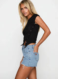 Top Tier Mid Rise Denim Shorts Light Wash