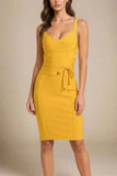 Bek Bandage Dress Mustard Yellow