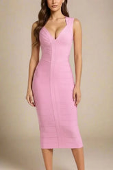 Sabrina Bandage Midi Dress Dusty Pink