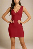 Sabrina Bandage Mini Dress Red Wine