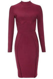 Dee Long Sleeve Bandage Dress Red Wine