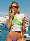 Tiona Summer Flower Top White Lime