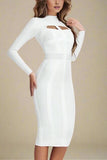 Brooke Long Sleeve Bandage Dress White Pearl Sale