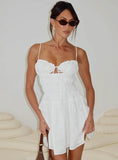 Wish Me Luck Shirred Mini Dress White