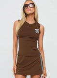 Momentum Contrast Graphic Tank Brown Blue