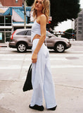 Collied Low Rise Pants Blue White Stripe