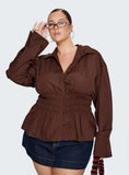 As You Are Shirred Button Up Top Chocolate Curve