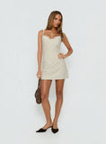Italiana Layered Lace Mini Dress Cream Polka Dot
