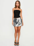 Yacht Day Sequin Mini Skirt Silver