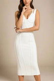 Lucy Bandage Midi Dress White Pearl