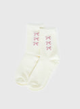 Teen Spirit Bow Socks White Pink
