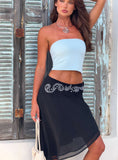 Pappilion Asymmetrical Midi Skirt Black