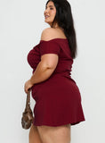 Prestige One Shoulder Mini Dress Burgundy Curve