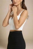 Brooke Bandage Crop Top White Pearl