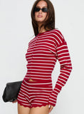 Head In The Clouds Cardigan Crimson Stripe