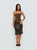 Starr Studded Strapless Top Brown