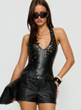 Brooklyne Studded Corset Top Black