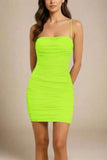 Cassie Bodycon Wrap Mini Dress Neon Green