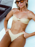 Nevaeh High Cut Bikini Bottoms Yellow Stripe