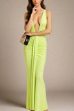 Bella Bodycon Wrap Maxi Dress Neon Green