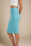 Pencil High Waist Bandage Knee Length Skirt Sky Blue