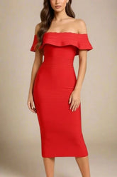 Billie Bandage Midi Dress Lipstick Red