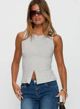 Kortez Zip Through Top Grey Marle