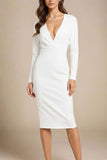 Blaire Long Sleeve Bandage Dress White Pearl