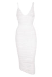 Adele Bodycon Wrap Midi Dress White Pearl