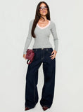 Vanita V Neck Long Sleeve Top Grey Pink