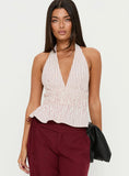 Perpetua Halter Neck Top Red / White Stripe