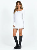 Brownhall Long Sleeve Mini Dress White