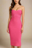 Aaliyah Bandage Midi Dress Hot Pink