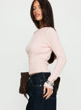 Selbey Fluffy Cinched Waist Off Shoulder Top Pink