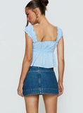Warna Low Rise Denim Mini Skirt Mid Blue Wash