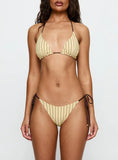 Glora Tie Side Bikini Bottom Yellow Stripe