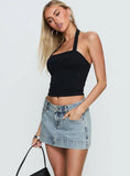 Warna Low Rise Denim Mini Skirt Light Blue Wash