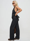 Top Model Low Rise Straight Leg Jeans Charcoal