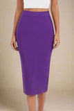 Pencil High Waist Bandage Midi Skirt Plum Purple