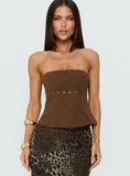 Starr Studded Strapless Top Brown