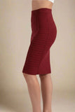 Pencil Bandage Knitted Knee Length Skirt Red Wine